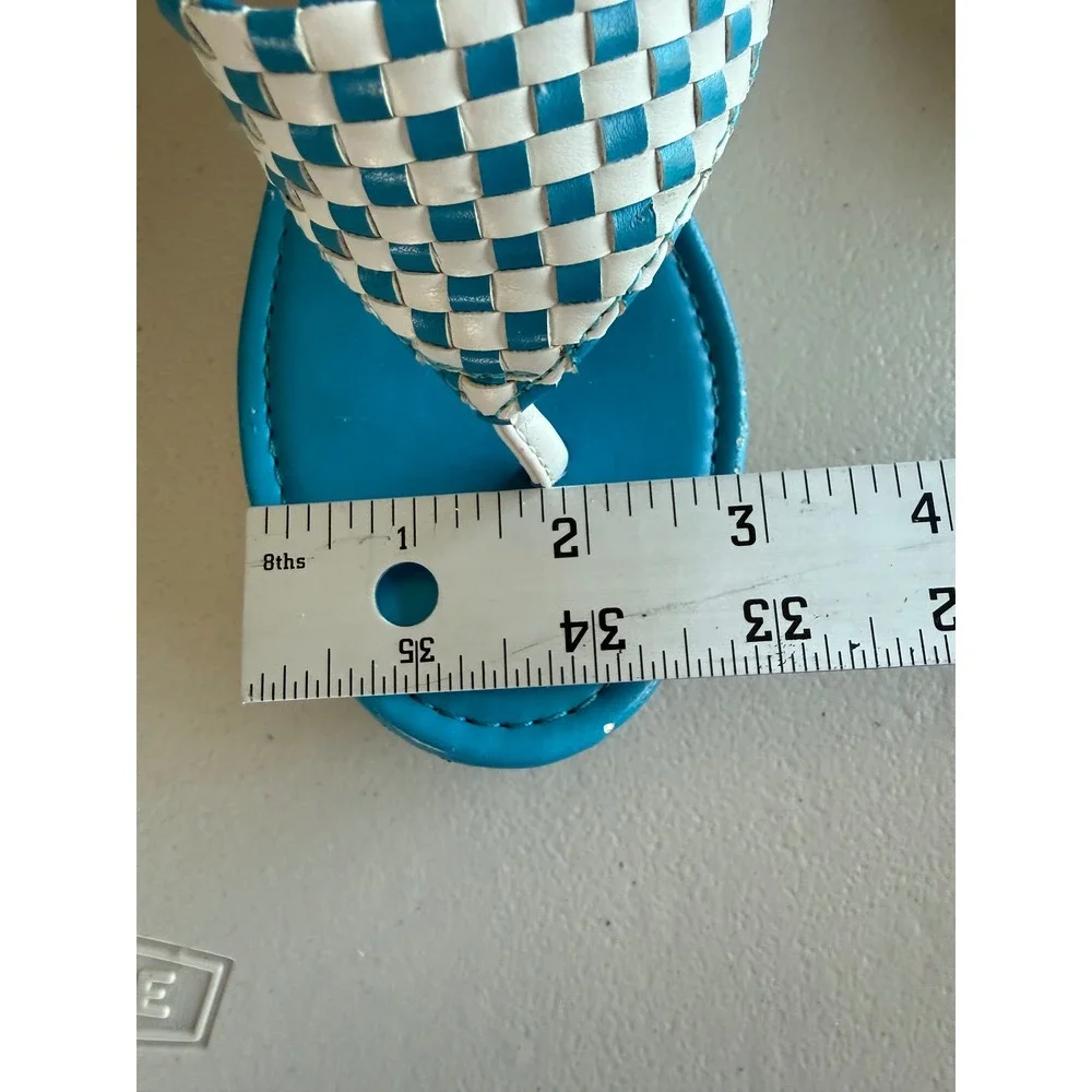 Vintage Skechers Cali Y2K Platform Wedge Sandals Blue White Woven Checkerboard‎
